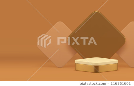 3d golden rhombus podium showroom with beige geometric wall background realistic vector 3d golden rhombus podium showroom with beige geometric wall background realistic vector 116561601