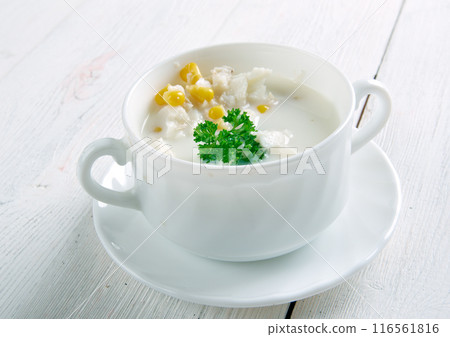 Thick smoked-haddock chowder Thick smoked-haddock chowder 116561816