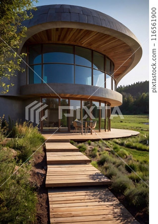 Concept of design eco future house, modern abstract, green architecture Concept of design eco future house, modern abstract, green architecture 116561900