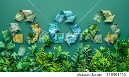 Abstract illustration of levitating leaves in a crystal-clear environment, symbolizing natures creativity and futuristic concepts 116561930