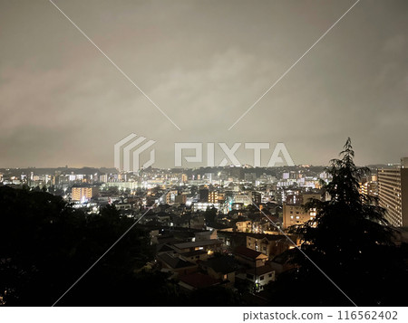 Japanese night city overlooking the city Japanese night city overlooking the city 116562402