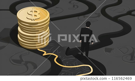 Business and Strategy concepts. illustration 2D cartoon with finance and successful story. 116562469