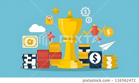 Business and Strategy concepts. illustration 2D cartoon with finance and successful story. 116562472