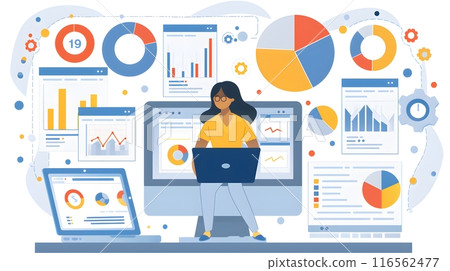 Business and Strategy concepts. illustration 2D cartoon with finance and successful story. 116562477