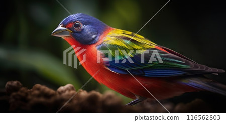 Close up shot of Painted bunting on a tree. Generative AI 116562803