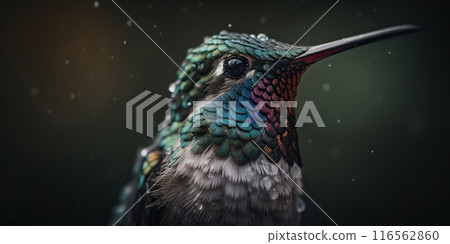 Broad-Billed Hummingbird close up. Generative AI 116562860