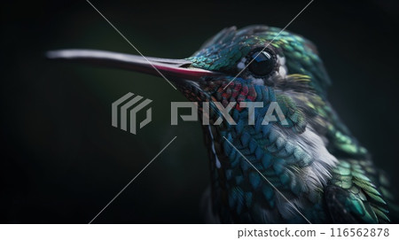 Broad-Billed Hummingbird close up. Generative AI 116562878