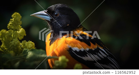 Northern Oriole bird with forest background. Generative AI 116562952