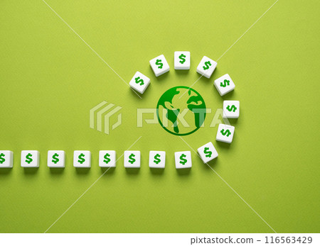 Money makes the world go round. Attract investments. World economy and trade. Money markets. 116563429