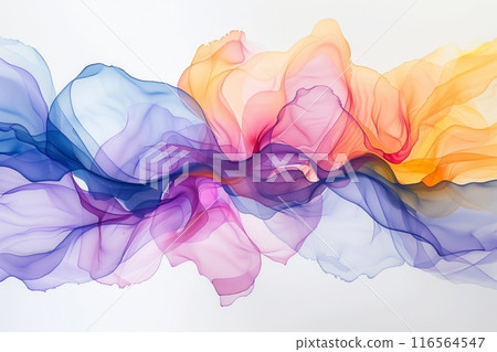 Creative image of pastel blue Hydrangea flowers on artistic ink background. Top view with copy space 116564547