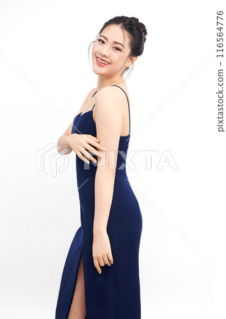 Beautiful young asian woman with clean fresh skin on white background, Face care, Facial treatment, Cosmetology, beauty and spa, Asian women portrait. 116564776