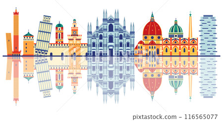Italy Travel Banner with Architectural Landmarks 116565077