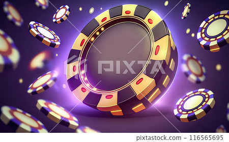 Flying Casino Chips against a Dramatic Background - Generative AI 116565695