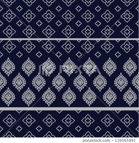 blue Line thai art seamless pattern background 116565891