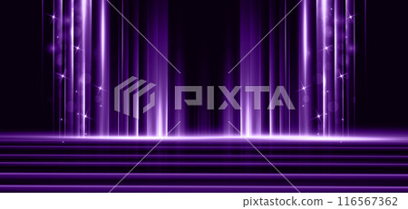 Abstract purple light stripe vertical lines light on dark background. Luxury template celebration award design. Abstract purple light stripe vertical lines light on dark background. Luxury template celebration award design. 116567362