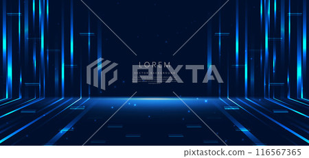 Abstract scene elegant blue light lines on dark background with lighting effect and sparkle. Abstract scene elegant blue light lines on dark background with lighting effect and sparkle. 116567365