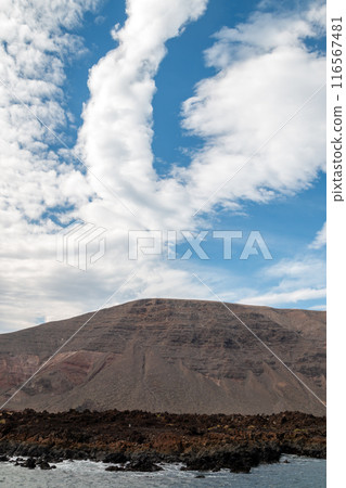 Coastal rocks on the north of Lanzarote, Spain 116567481
