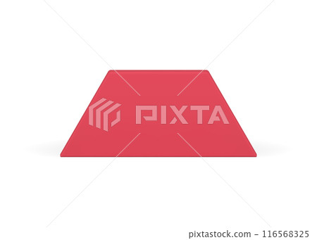 Red trapezoid vertical wall minimalist geometric base foundation 3d decor element realistic vector 116568325