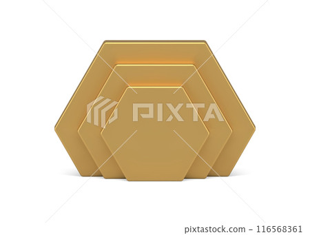 Golden polygonal vertical wall multilevel geometric 3d element foundation realistic vector 116568361