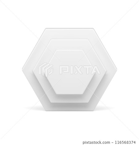 White symmetric hexagonal multilevel vertical wall geometric basic foundation 3d element vector White symmetric hexagonal multilevel vertical wall geometric basic foundation 3d element vector 116568374
