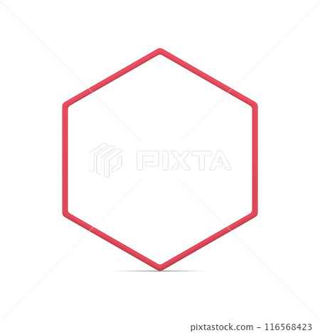 Red regular hexagonal border glossy geometric basic foundation 3d element realistic vector Red regular hexagonal border glossy geometric basic foundation 3d element realistic vector 116568423
