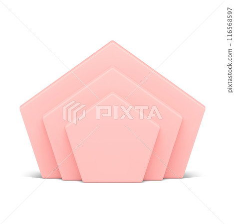 Pink pentagon level vertical wall geometric platform basic foundation front view realistic vector 116568597