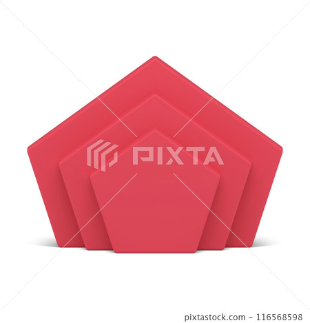 Red pentagonal multilayer vertical wall geometric base foundation display front view vector 116568598