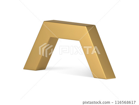 Golden metallic geometric arch 3d podium decorative foundation element realistic vector 116568617