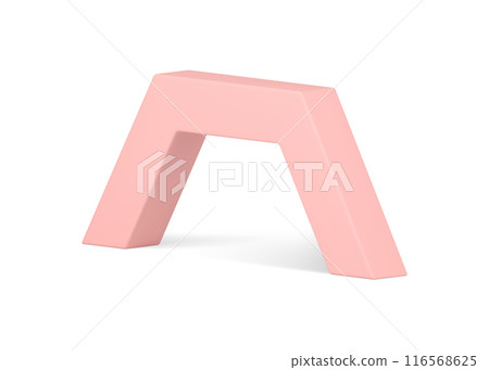 Pink angled arch geometric construction pedestal 3d decorative basic foundation realistic vector Pink angled arch geometric construction pedestal 3d decorative basic foundation realistic vector 116568625