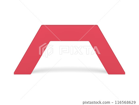 Red architectural angled arch geometric podium 3d element minimalist design realistic vector Red architectural angled arch geometric podium 3d element minimalist design realistic vector 116568629