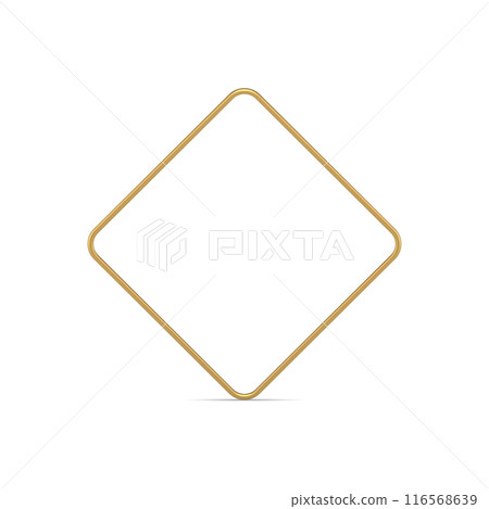 Golden rhombus metallic frame minimalist geometric shape thin boundary design realistic vector Golden rhombus metallic frame minimalist geometric shape thin boundary design realistic vector 116568639