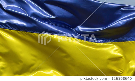 The yellow and blue flag of the Ukrainian flag fluttering in the wind. The yellow and blue flag of the Ukrainian flag fluttering in the wind. 116568640