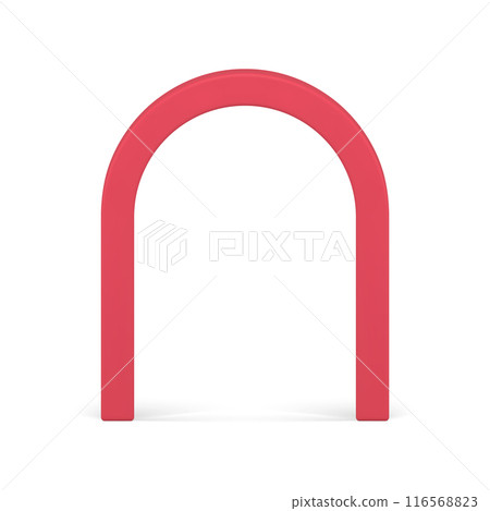 Red arch show exhibition vertical merchandise curved geometric shape realistic vector illustration 116568823