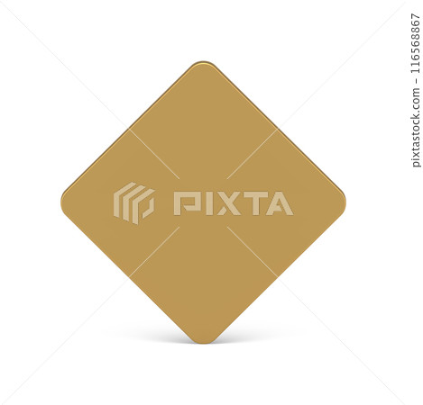 Realistic metallic golden rhombus glossy surface geometric shape 3d template vector illustration 116568867