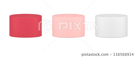 Set realistic vertical cylinder podium stage pedestal mockup decorative design vector illustration Set realistic vertical cylinder podium stage pedestal mockup decorative design vector illustration 116568914