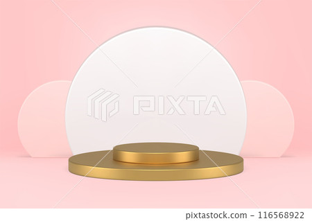 Expensive golden metallic multilevel stage podium with vertical white wall decorative 3d vector Expensive golden metallic multilevel stage podium with vertical white wall decorative 3d vector 116568922