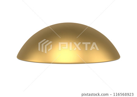 Realistic expensive glossy metallic semisphere horizontal cut circle geometric shape template vector Realistic expensive glossy metallic semisphere horizontal cut circle geometric shape template vector 116568923