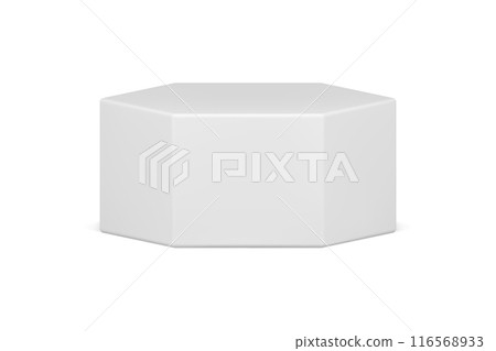 Realistic white hexagon stage geometric exhibition display basic foundation three dimensional vector Realistic white hexagon stage geometric exhibition display basic foundation three dimensional vector 116568933