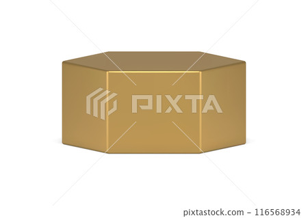 Expensive golden hexagon 3d template realistic stage minimalist geometric figure design vector Expensive golden hexagon 3d template realistic stage minimalist geometric figure design vector 116568934