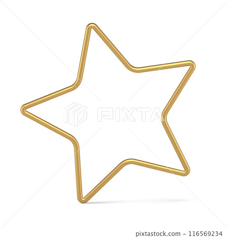 Realistic metallic golden five pointed outline star decorative ornamental design 3d template vector Realistic metallic golden five pointed outline star decorative ornamental design 3d template vector 116569234