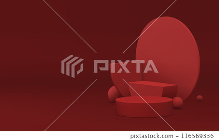 3d podium pedestal red trendy display for product show presentation realistic vector 116569336