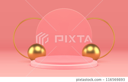 Pink luxury 3d podium pedestal mock up for cosmetic beauty product show realistic vector Pink luxury 3d podium pedestal mock up for cosmetic beauty product show realistic vector 116569893