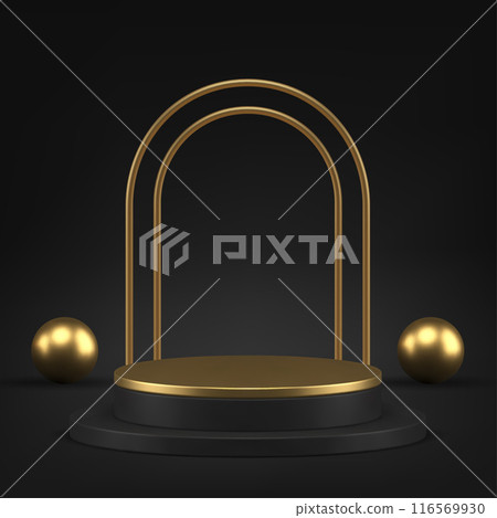 3d golden black luxury podium pedestal for premium product presentation realistic vector 3d golden black luxury podium pedestal for premium product presentation realistic vector 116569930