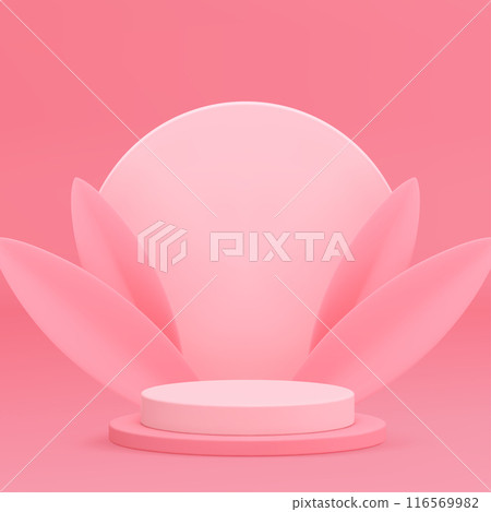 3d pink cylinder podium pedestal with wall and decorative leaves for product show realistic vector 3d pink cylinder podium pedestal with wall and decorative leaves for product show realistic vector 116569982