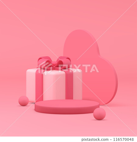 Pink 3d podium pedestal mock up for cosmetic product show presentation realistic vector 116570048
