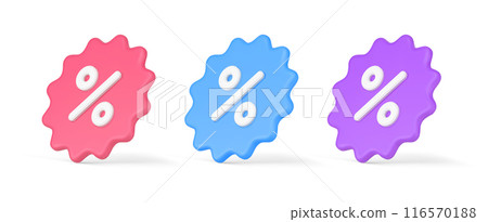 Percentage isometric bright tag retail special offer seasonal discount sale deal sticker set 3d icon 116570188