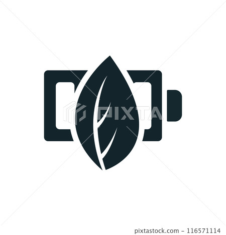 Eco Charging Icon: A vector illustration in monochrome, depicted entirely filled. Eco Charging Icon: A vector illustration in monochrome, depicted entirely filled. 116571114