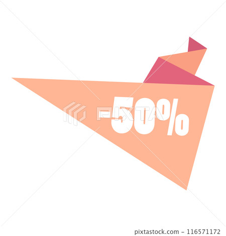 Pink origami bird with 50 percentage sale sign 116571172