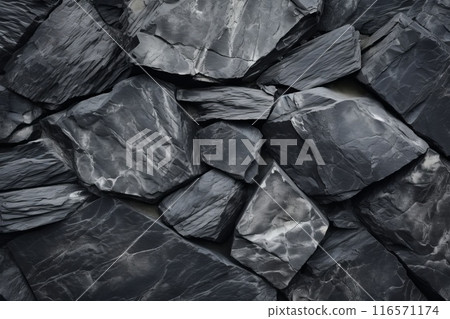 Black stone wall texture background Abstract background 116571174