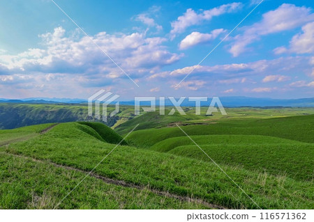 【九州】從最高峰大觀峰眺望火山口、阿蘇五山、阿蘇市的景色,雄偉而美妙。 【九州】從最高峰大觀峰眺望火山口、阿蘇五山、阿蘇市的景色,雄偉而美妙。 116571362